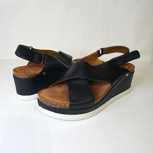 Sudini Black Pamela Leather Sandals Women's Size 8